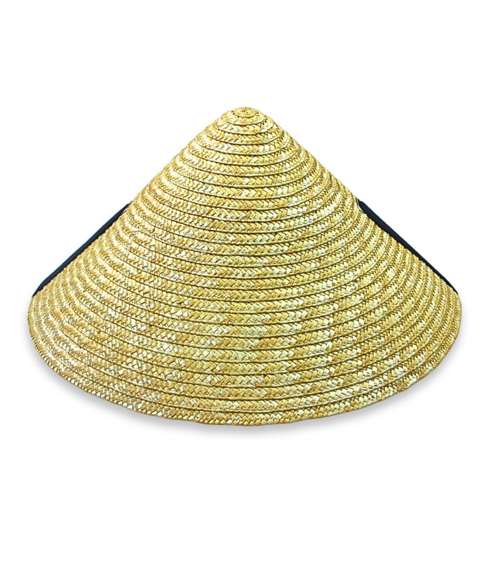 SOMBRERO CÓNICO ASIÁTICO DE PAJA NATURAL TRENZADA
