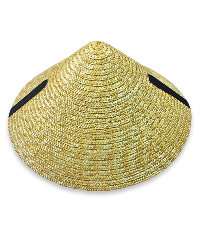 SOMBRERO CÓNICO ASIÁTICO DE PAJA NATURAL TRENZADA