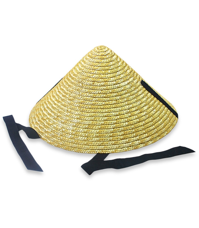 SOMBRERO CÓNICO ASIÁTICO DE PAJA NATURAL TRENZADA