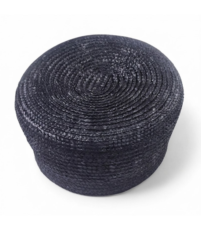 CASQUETE PILLBOX DE PALHA NATURAL ENTRANÇADA