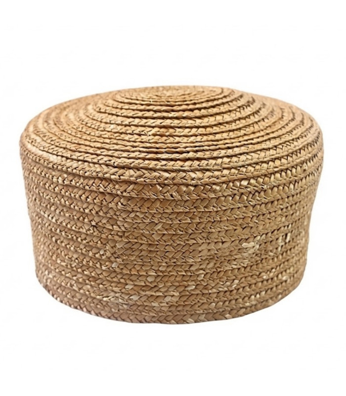 CASQUETE PILLBOX DE PALHA NATURAL ENTRANÇADA
