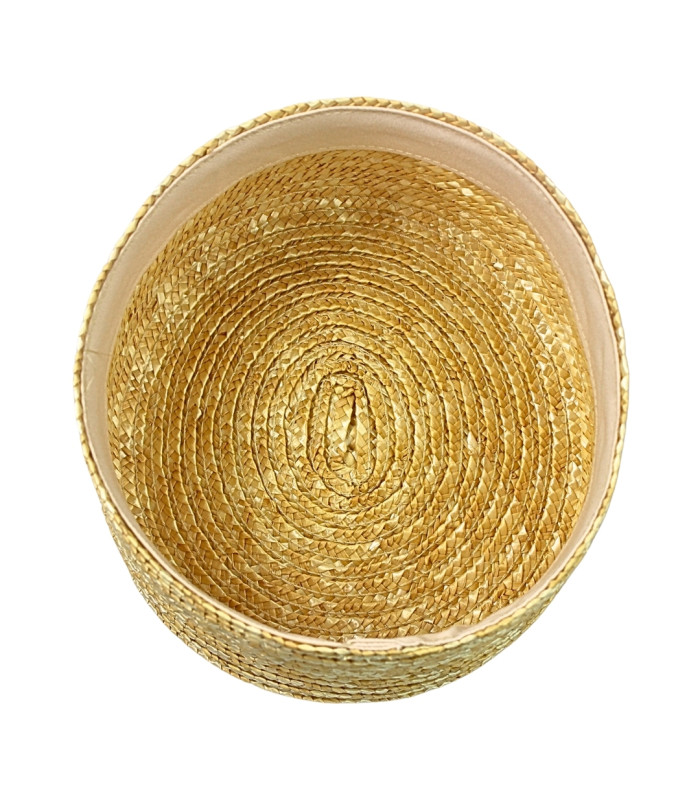CASQUETE PILLBOX DE PALHA NATURAL ENTRANÇADA