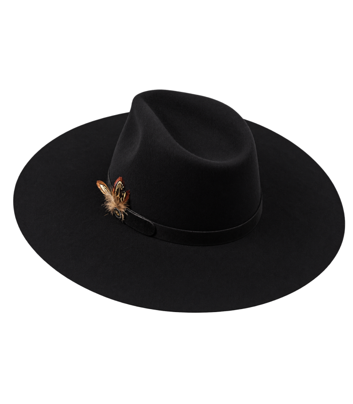 FEDORA-HUT AUS MERINOWOLLE MIT FEDERN – FORMSTABIL UND GRÖSSENVERSTELLBAR