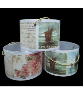 HATBOX  WITH IMPRESSION 10 X 5 CMS.