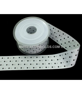 Tafetan 38 Mm. Con Lunares Blanco 1 Mt. X 38 Mm. - cinta