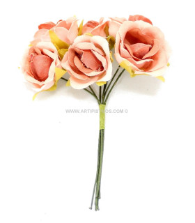 Pomo De 6 Flores De Tela Rosa Viejo Diámetro Flor: 2,5 Cms. - colores para