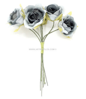 Pomo De 6 Flores De Tela Azul Diámetro Flor: 2,5 Cms. - colores para