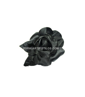 Flor De Tela "rose" Negro 12 Cms. Diametro - color