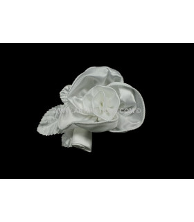 DOUBLE FLOWER WITH FABRIC AND SATIN