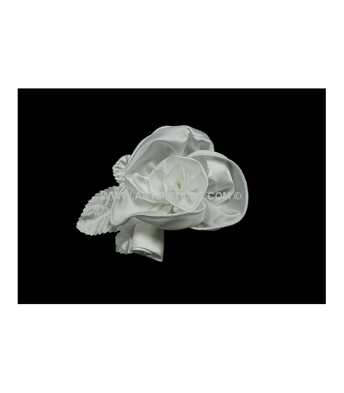 DOUBLE FLOWER WITH FABRIC AND SATIN