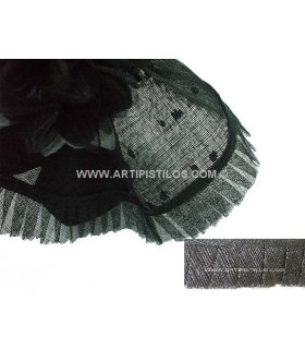 Bies Plisado Sinamay 5 Cms. Negro 1 Metro De Largo X 5 Cms. De Ancho - tocados para