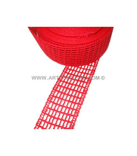 Cinta Crochet De Algodón 4,5 Cms. Rojo 1 Metro De Largo X 4,5 Cms. De Ancho. - colores para