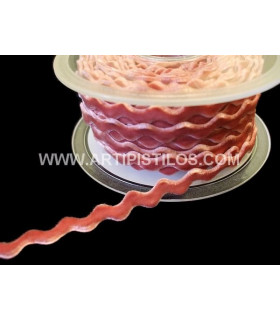 Cinta Ondulina Terciopelo Rosa 1 Metro De Largo X 8 Mm. De Ancho - colores para