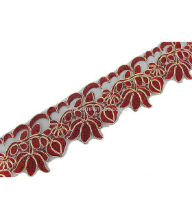 Galón Flores Rojo Ancho: 6,5 Cms - Largo: 1m - de color