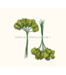 Pomo Flores De Papel Verde Flor: 2,5 X 1 Cm. Tallo: 10 Cms. - colores para