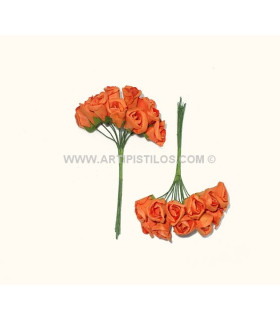 Pomo Flores De Papel Naranja Flor: 2,5 X 1 Cm. Tallo: 10 Cms. - colores para