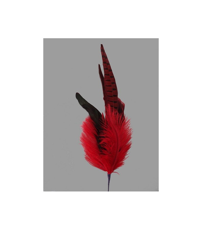 MONTAGEM FLORAL DE PENAS DE AVESTRUZ-FAISÃO-GALO