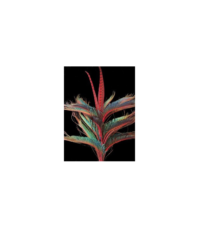 PICK FLORAL DE PLUMAS DE FAISÁN-PAVO REAL
