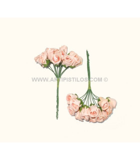 Pomo Flores De Papel Salmón Flor: 2,5 X 1 Cm. Tallo: 10 Cms. - colores para