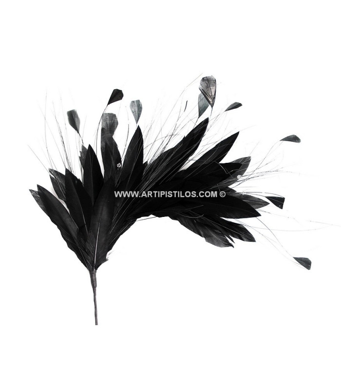 MONTAJE DE PLUMAS GALLO/AVESTRUZ QUEMADO/OCA RECORTADA