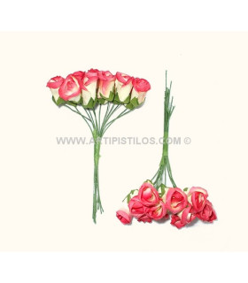 Pomo Flores De Papel Flor: 2,5 X 1 Cm. Tallo: 10 Cms. Rojo Claro - colores para