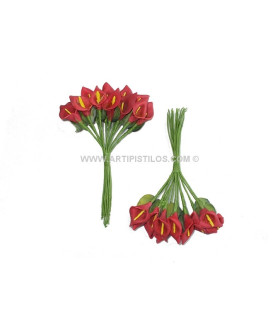 12 Flowers Bundle Burgundy Red Head: 4 X 2 Cm Stem: 12 Cm