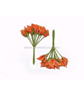 12 Flowers Bundle Orange Head: 4 X 2 Cm Stem: 12 Cm