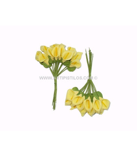 12 Flowers Bundle Yellow Head: 4 X 2 Cm Stem: 12 Cm