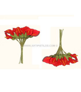 12 Flowers Bundle Corail Head: 4 X 2 Cm Stem: 12 Cm