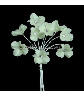 FLOR DE PORCELANA FRÍA CUATRO HOJAS CON CRISTAL