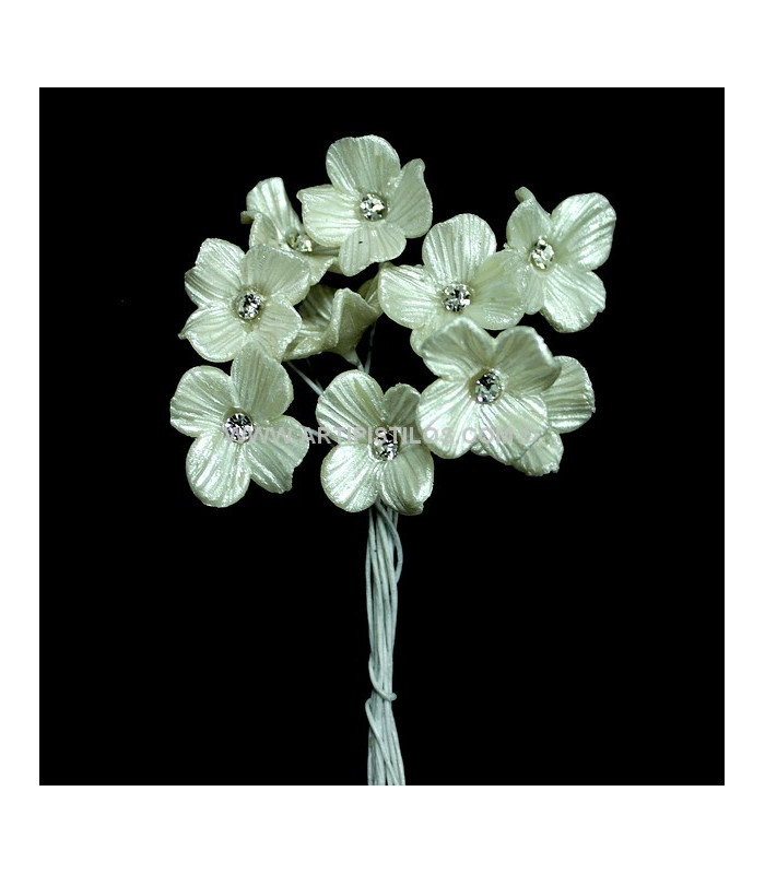 FLOR DE PORCELANA FRÍA CUATRO HOJAS CON CRISTAL