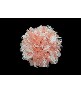 Flor Tul/organza Coral 10 Cms. Diametro - flores de colores