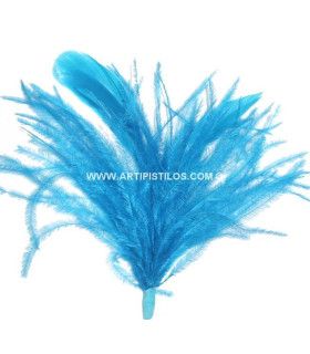 Ostrich/rooster Feathers Pom Turquoise Blue 16 X 12 Cm