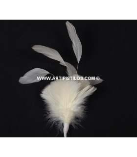 Montaje Plumas Ganso/antena Gallo Offwhite 10 X 10 Cms. - de colores