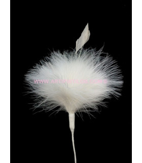 Pomo Plumas Marabú/antena Gallo Blanco 13 X 15 Cms. - de color