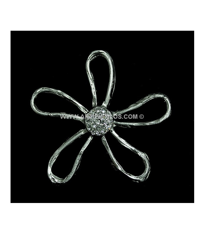METALLIC APPLIQUE FLOWER WITN RHINESTONE