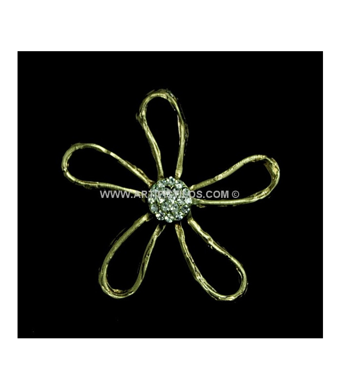 METALLIC APPLIQUE FLOWER WITN RHINESTONE