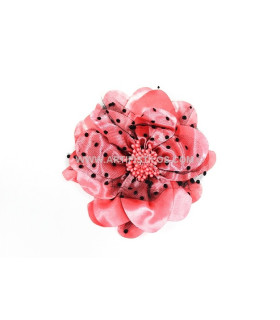 Flor Raso & Tul Plumetti 12 Cms. Diametro Coral - tela