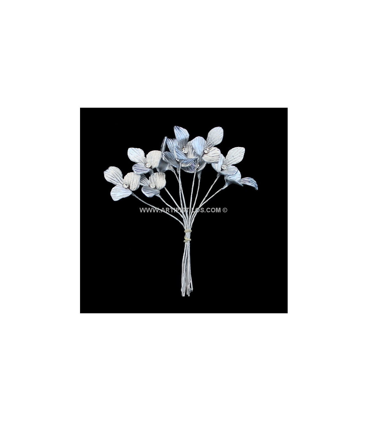 PORCELAIN FLOWER THREE LEAVES WITH RHINESTONE Porcelain Flowers Materials for headdresses