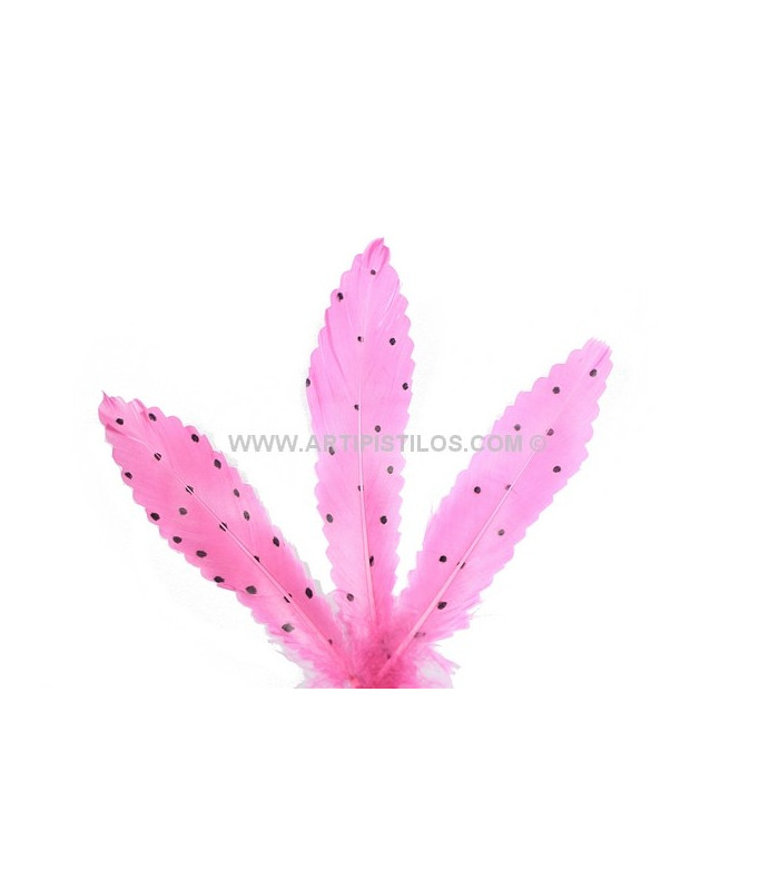 PLUMA RECORTADA CON MOTAS 15 CMS.