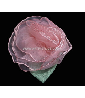 Flor De Organza 9 Cms. Rosa 9 Cms. Diametro - flores para decorar