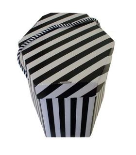 Caja Tocado Rayas 45 X 24 Cms. Blanco/negro 47 Cms. De Diametro X 24 Cms. De Alto - tocados para