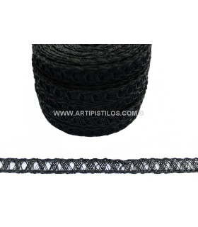 Cinta Trenzada De Sinamay 10 Mm Negro 1 Mt. X 10 Mm. - algodón