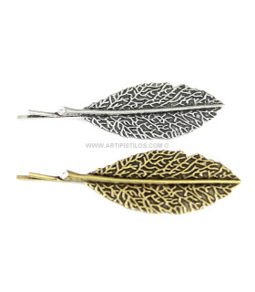 PACK METALLIC LEAF HAIRPIN IN GOLD AND SILVER