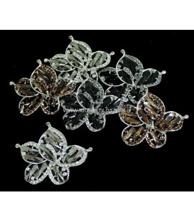 SET 6 BROOCH METALLIC FLOWER + STRASS