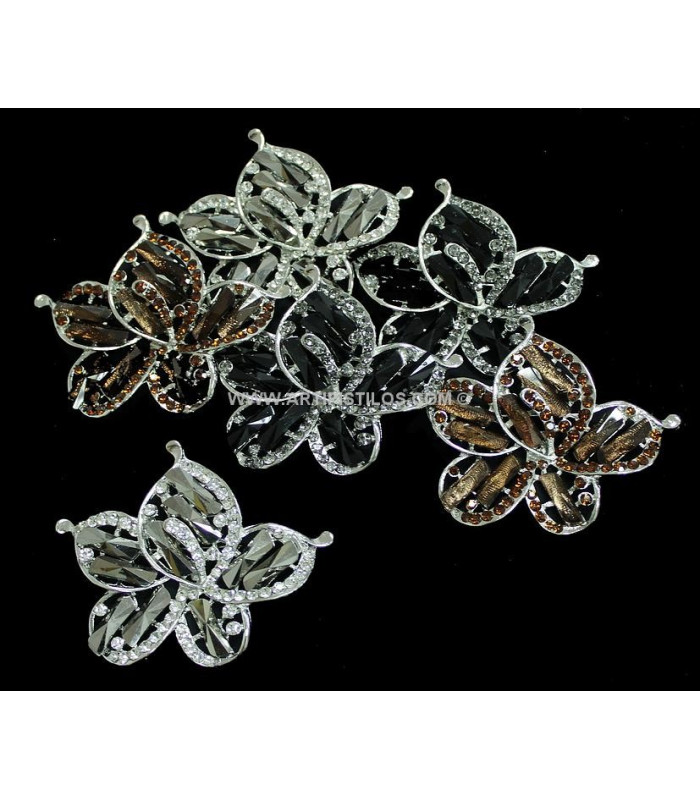 SET 6 BROCHES FLOR METALICA + STRASS