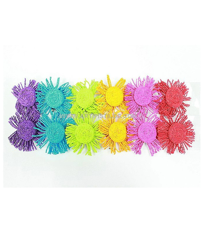 JUEGO 12 BROCHES "SOL" CUERDA DE RAFIA