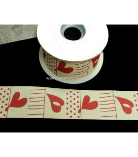 Cinta Corazones 4 Cms. Marfil 1 Mt. X 4 Cms.