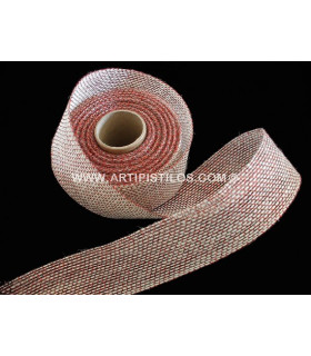 Yute Soport 4 Cms 1 Metro De Largo X 4 Cms. De Ancho Yute Color Natural /lurex Rojo - cinta